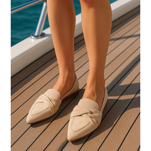 J. Crew Shoes - J.Crew Pointed Toe Slip-On Loafers Beige Suede Knotted 9 Preppy Coastal Summer